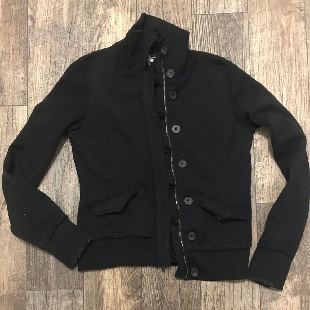 Black zipper button cardigan